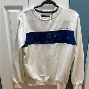G-Star Men's Sweater with Cream and Blue Camo Accent